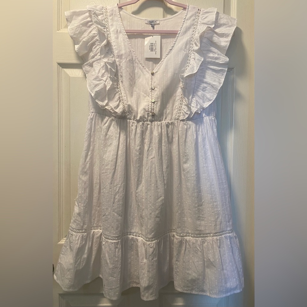 White Birch NWT White Ruffle Boutique Dress Size Large